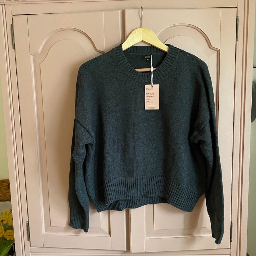 NWT Quince Organic Cotton Boyfriend Crew Sweater